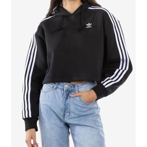 Adidas Originals Womens Adicolor Classics Cropped Hoodie Size S ED7554 Loose Fit - Picture 1 of 10
